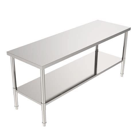 Preparation table in kitchen for cooking with tablet. 72" Stainless Steel Galvanized Work Table Kitchen Food ...