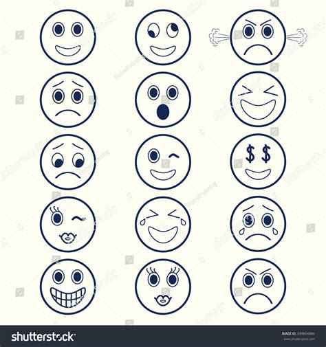 Emoji Icons Set Outline Emoji Stock Vector Royalty Free 399804886