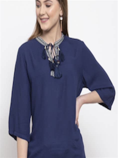 Buy Gipsy Women Navy Blue Solid Tunic Tunics For Women 11472554 Myntra