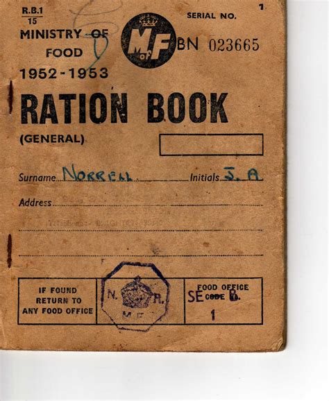 Ration Book For 1952 1953 1950s Personal Memories My Brighton And Hove