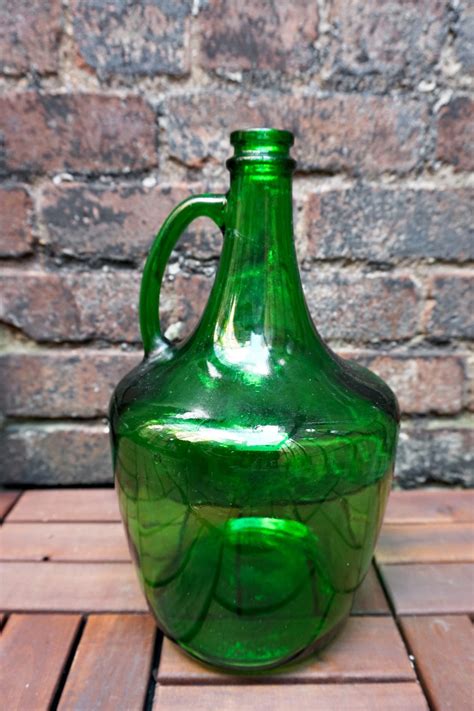 Vintage Green Glass Jug Gallon Size Demijohn Carboy Wine Jug Etsy