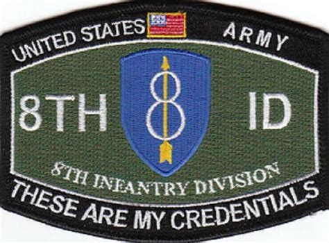 Army 8th Infantry Division Mos Military Patch These Are My Credentials