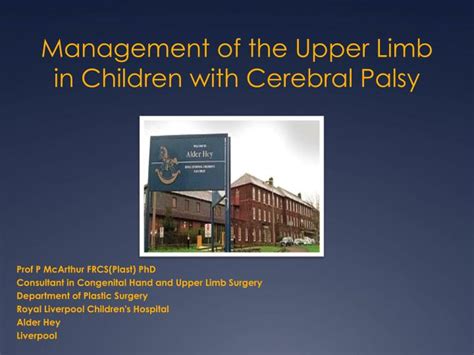 Ppt Management Of The Upper Limb In Children With Cerebral Palsy