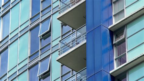 Download Wallpaper 1920x1080 Balconies Facade Windows Glass Blue