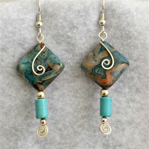 Sterling Silver And Stone Wire Wrapped Earrings Turquoise