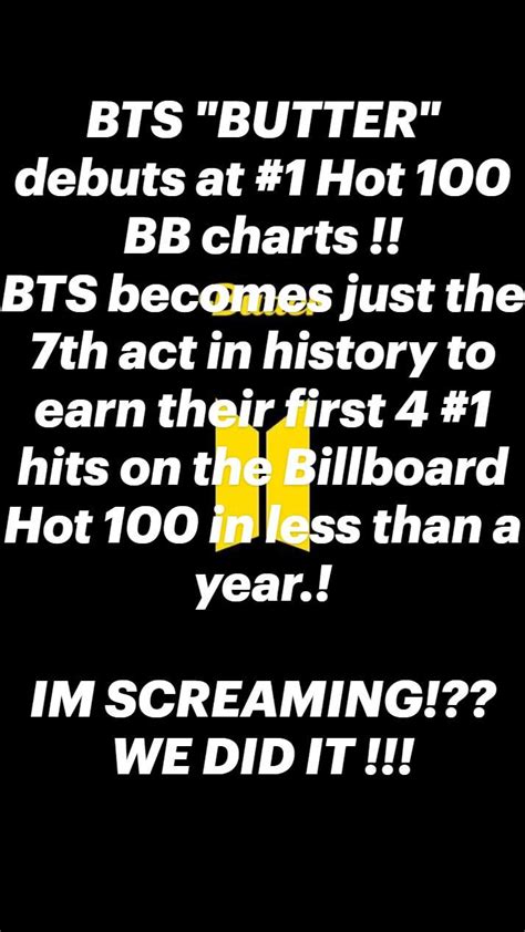 Bts Butter Debuts At 1 Hot 100 Bb Charts Bts Becomes Just The 7th Act In History To Earn