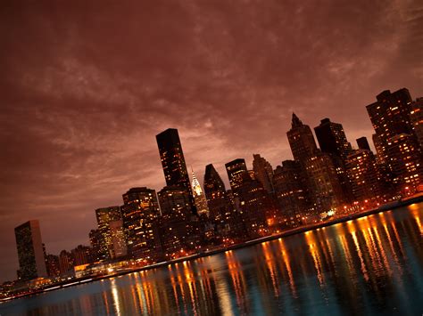 배경 화면 맨하탄 밤 도시 고층 빌딩 조명 강 미국 2560x1600 Hd 그림 이미지