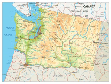 Washington State Physical Map #Ad #State, #AFFILIATE, #Washington, #Map