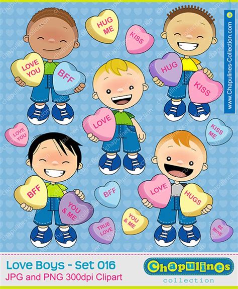 Candy Hearts Boys Clipart Candy Hearts Illustrations Bff Etsy