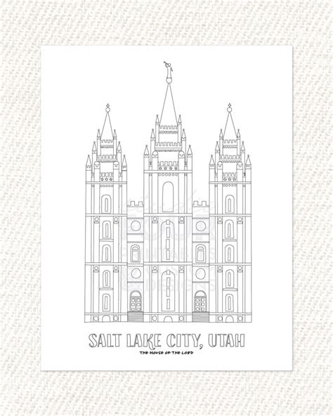 Printable Salt Lake City Lds Temple Coloring Page Pdf Etsy