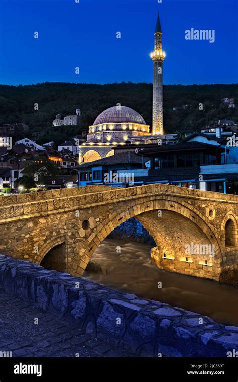 Old Stone Bridge From Ottoman Era And Sinan Pasha Mosque In Prizren