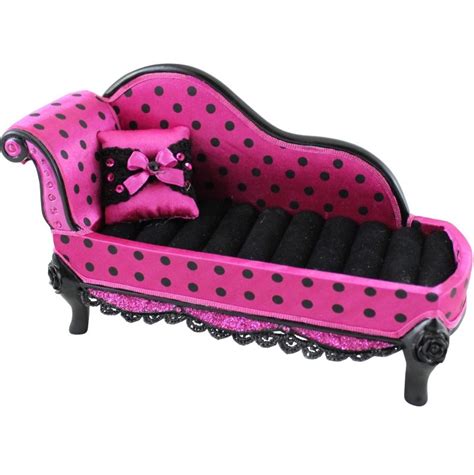 Hot Pink Polka Dot Romance Lounge Chair Ring Holder Bonecas Our