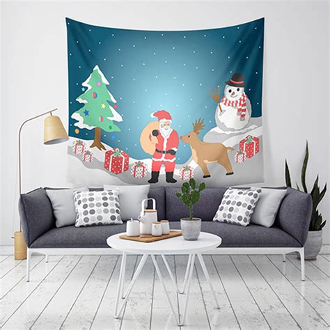 Loskii Lwg4 Christmas Tapestry Santa Print Wall Hanging Tapestry Art