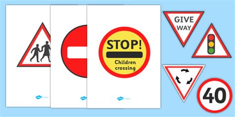 Traffic Role Play Signs A4 Display Poster Teacher Made
