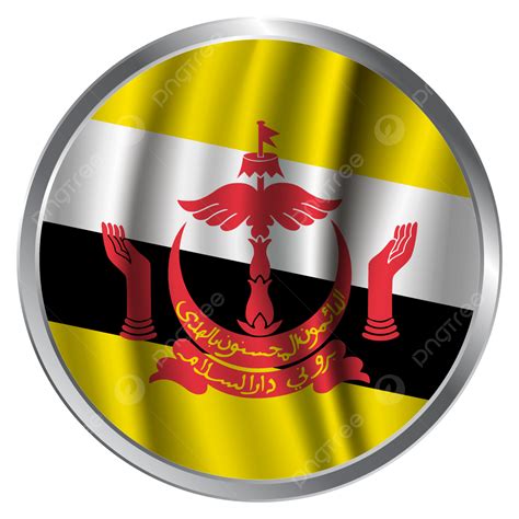 Gambar Bendera Nasional Brunei Darussalam Efek Kain Bentuk Bulat