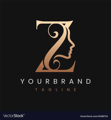 Classic Letter Z Beauty Women Face Logo Royalty Free Vector