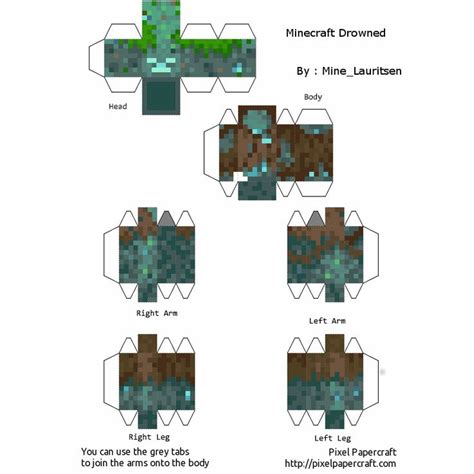 Papercraft Drowned Papercraft Minecraft Skin Minecraft Templates