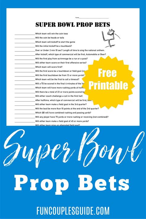 Super Bowl Prop Pool Printable Prediction Pool Artofit