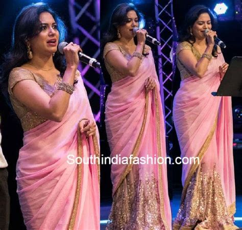 Singer Sunitha In Pink Saree South India Fashion