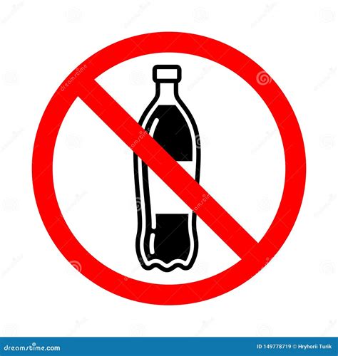 Plastic Bottle Not Allowed Sign Bright Warning Restriction Sign On A