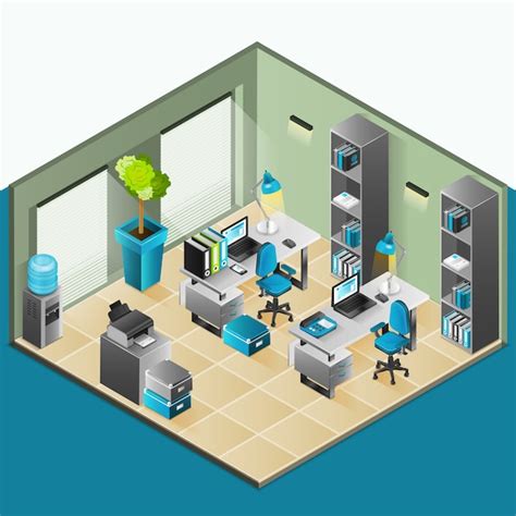 Free Vector Office Interior Isometric Design