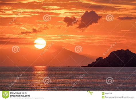 Beautiful Golden Orange Sunset Over The Ocean Stock Image Image Of