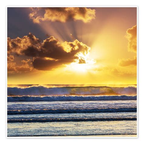 Sunset Over The Sea Print By Editors Choice Posterlounge