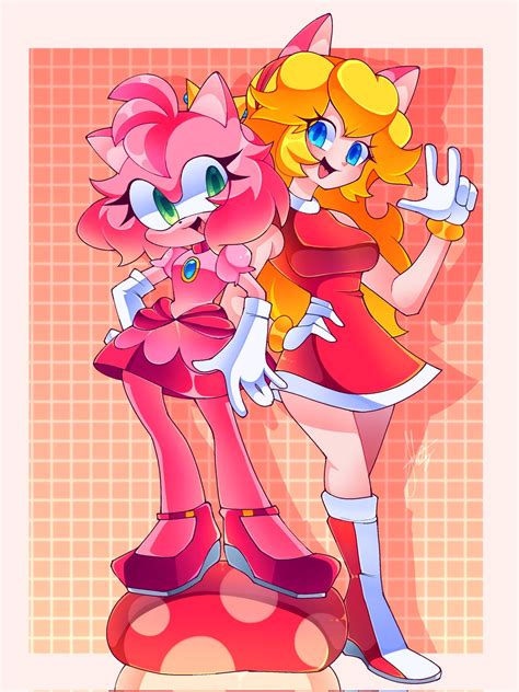 Amy Rose And Princess Peach By Msoceanne Rmario