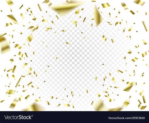 Falling Golden Confetti On Transparent Background Vector Image