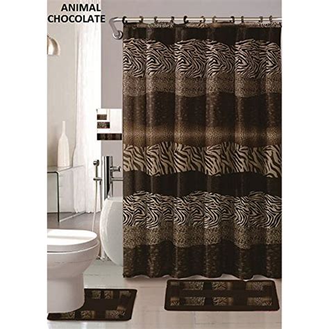 Af 18 Piece Bath Rug Set Leopard Brown Bathroom Rugs Zebra Shower