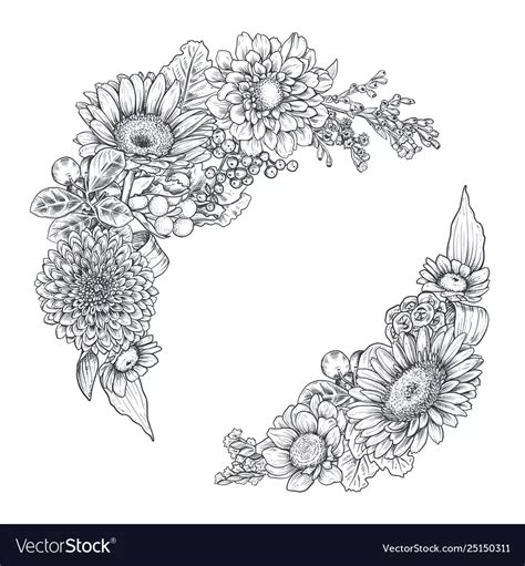 Set Floral Compositions Bouquets With Flowers Vector Image Floral