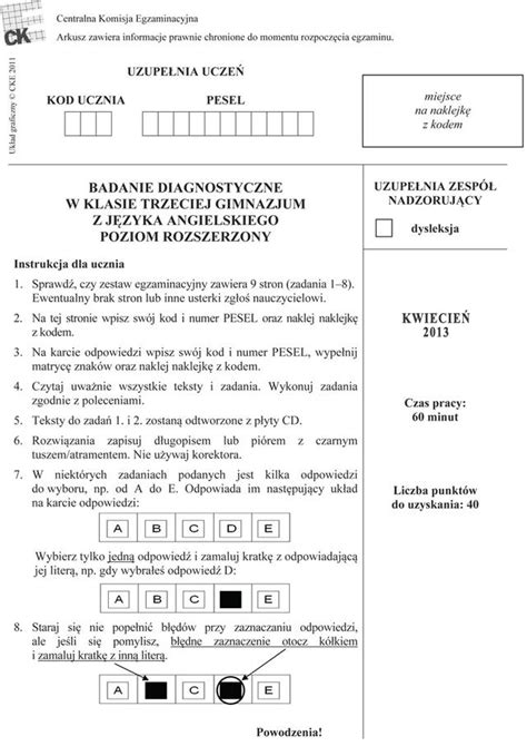 [PRZECIEK] Egzamin gimnazjalny 2013 Język angielski rozszerzony PDF