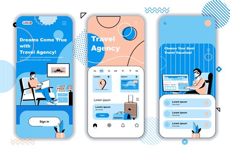 Travel Agency Concept Onboarding Screens For Mobile App Templates Operator Helps To Choose Tour