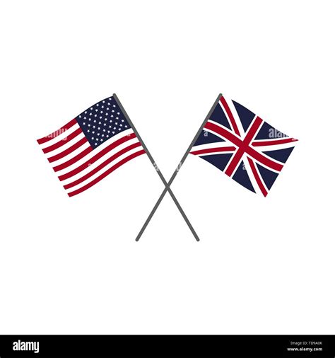 British And American Flag Revolutionary War Crossed