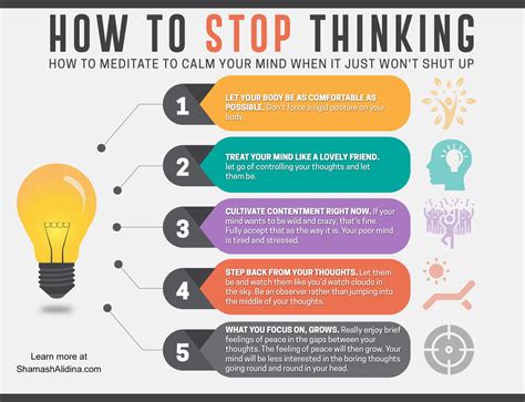 When it comes to how to stop overthinking, you will probably notice one thing. How To Stop Thinking Infographic — ShamashAlidina.com