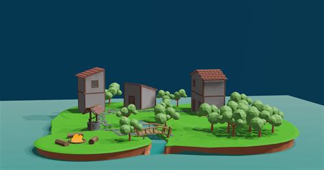3d Village Low Poly Free Vr Ar Low Poly 3d Model Animated Cgtrader