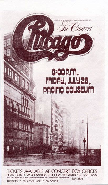 Chicago At The Pacific Coliseum 07281972 Music Concert Posters