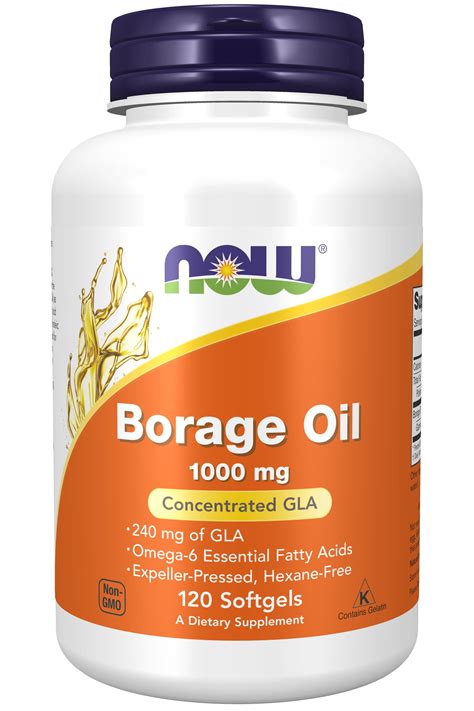 Now Supplements Borage Oil 1000 Mg With 240mg Of Gla Gamma Linolenic