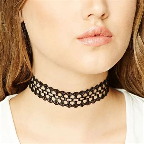 new fashion simple black lace choker necklace gothic vintage wide ribbon handmade neckless