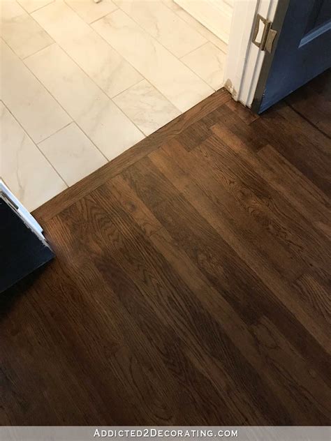 Even just rinsing your face in the sink can send droplets of water spilling out across the floor, and a hardwood may not be the best flooring choice in a heavily used bathroom where children will splash around but it can be perfect in a guest bath or. My Newly Refinished Red Oak Hardwood Floors | Flooring ...