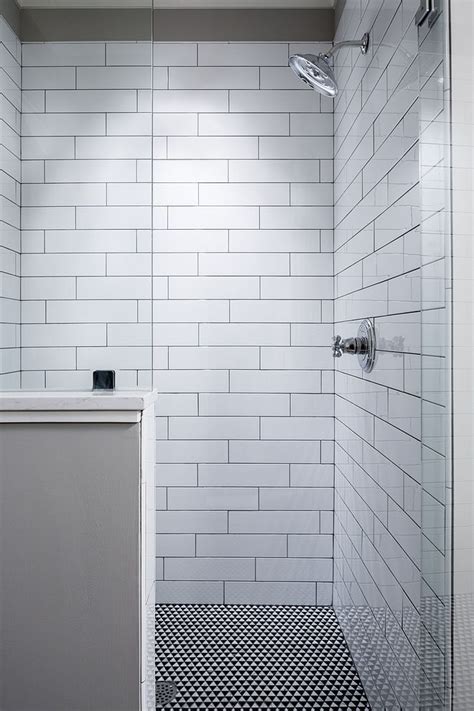 Tips to consider for your bathroom tile. Half wall (with board and batten) and longer tiles with ...