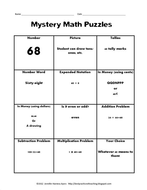 Math Brain Teasers Newtons Number Track Puzzle 5 5th Grade Fractions