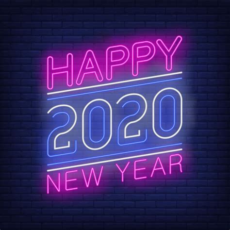 Free Vector Happy New Year With Numbers Neon Sign