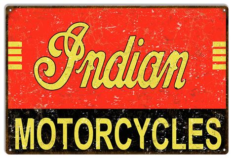 Indian Motorcycles Vintage Metal Sign 12x18 Reproduction Vintage Signs