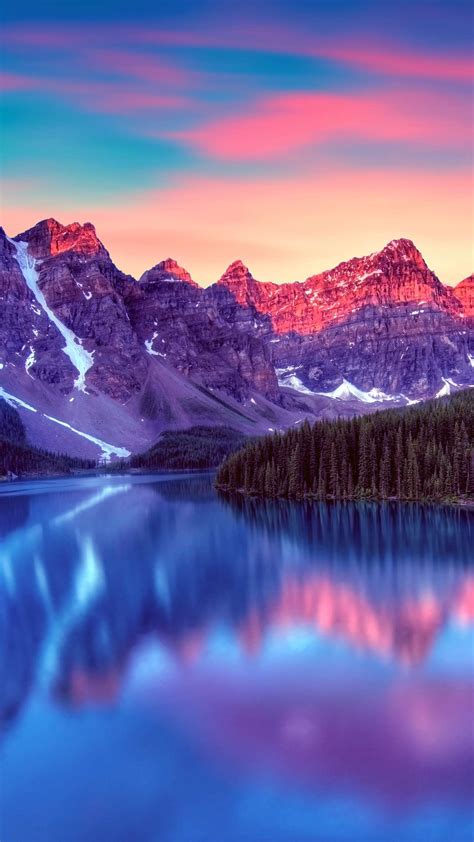 Canada Lake Blue Nature Snow Mountains Iphone Wallpaper Iphone