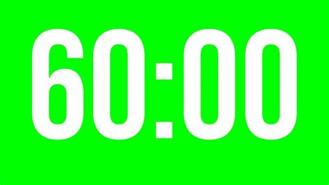 🟢1 Hour Green Screen Countdown Timer 60 Min Free No Copyright Youtube