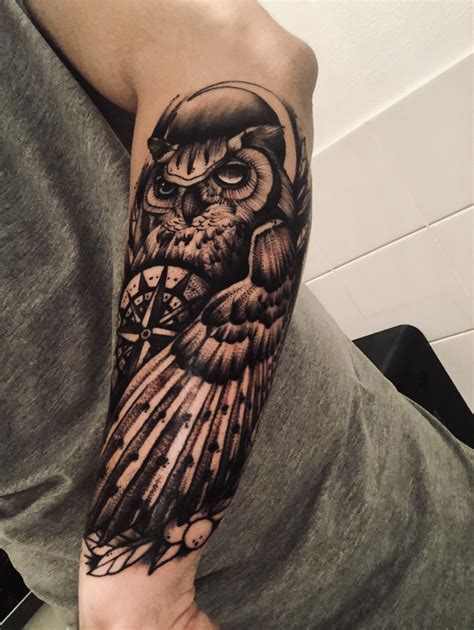 Owl With Compass Done By Jona At Artcastle The Netherlands R Tattoos