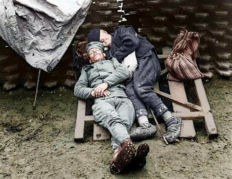 Serbian Solider Sleeping With His Father Who Visited Him On The Front