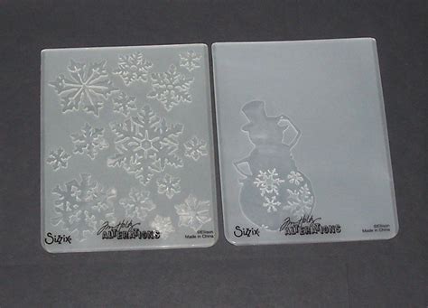 Sizzix Tim Holtz 2 Embossing Folders Christmas Holiday Snowflakes
