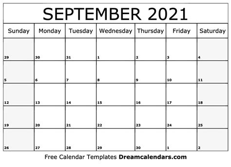 Download Printable September 2021 Calendars